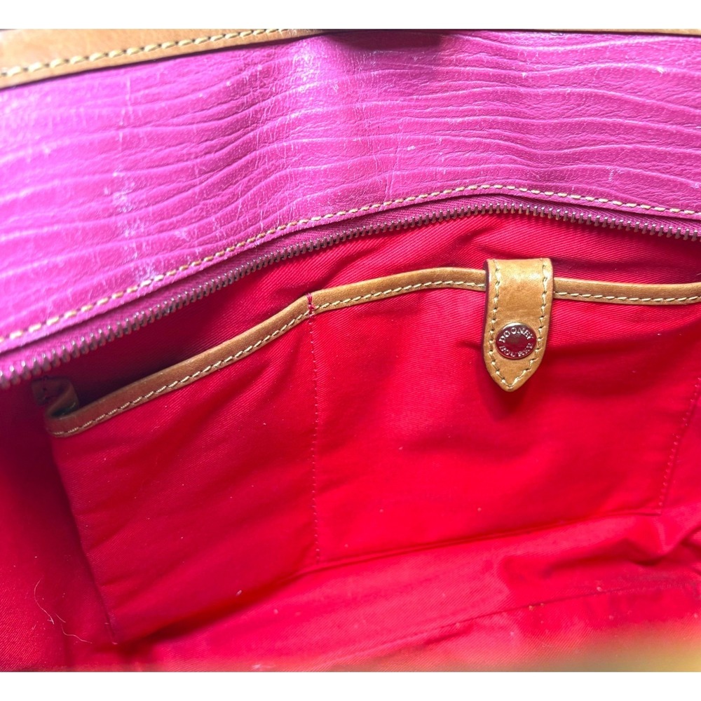 Dooney & Bourke Pink Wave Ripple Textured Leather Logo Lock Shopper Tote Bag - Picture 8 of 11
